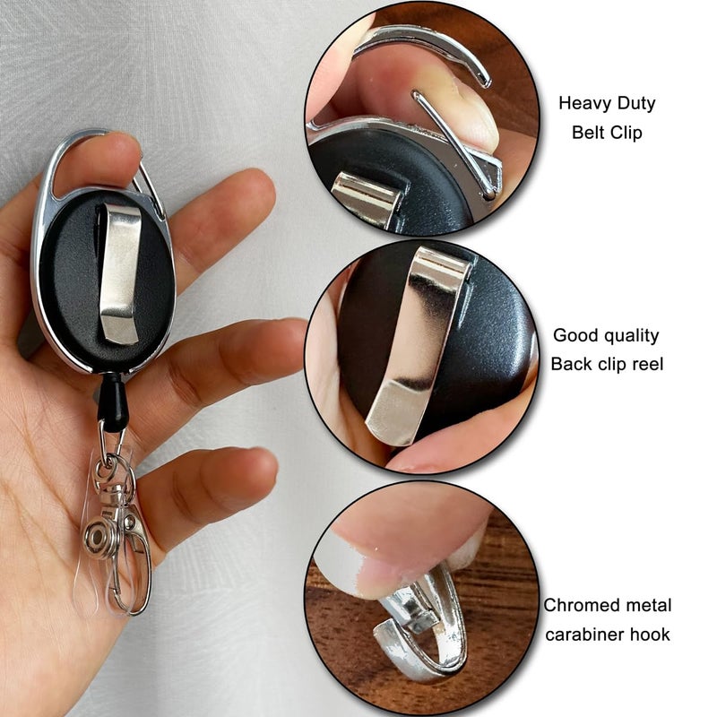 HoAoOo Retractable Badge Reel with Claw Clasp and Clip for Id Card Holders (6Pack) - Image 2
